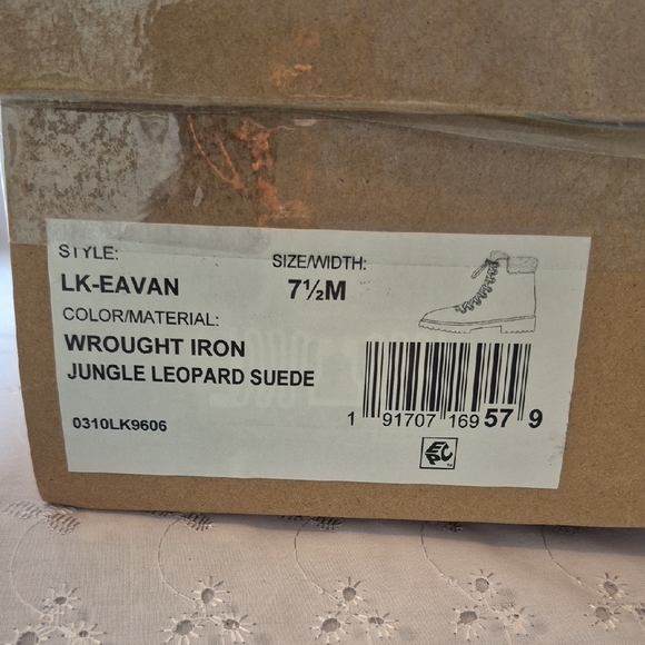 Lucky Brand Eavan Gray Leopard Suede Combat Boots - Picture 7 of 7